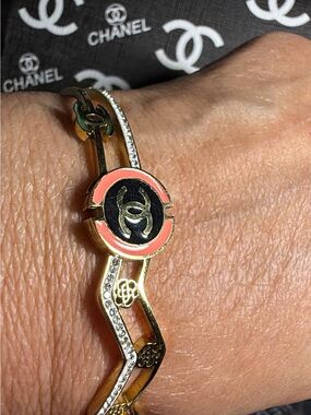 New Titanium Hinged Bangle Bracelet CC rare edition/design.  Only One
